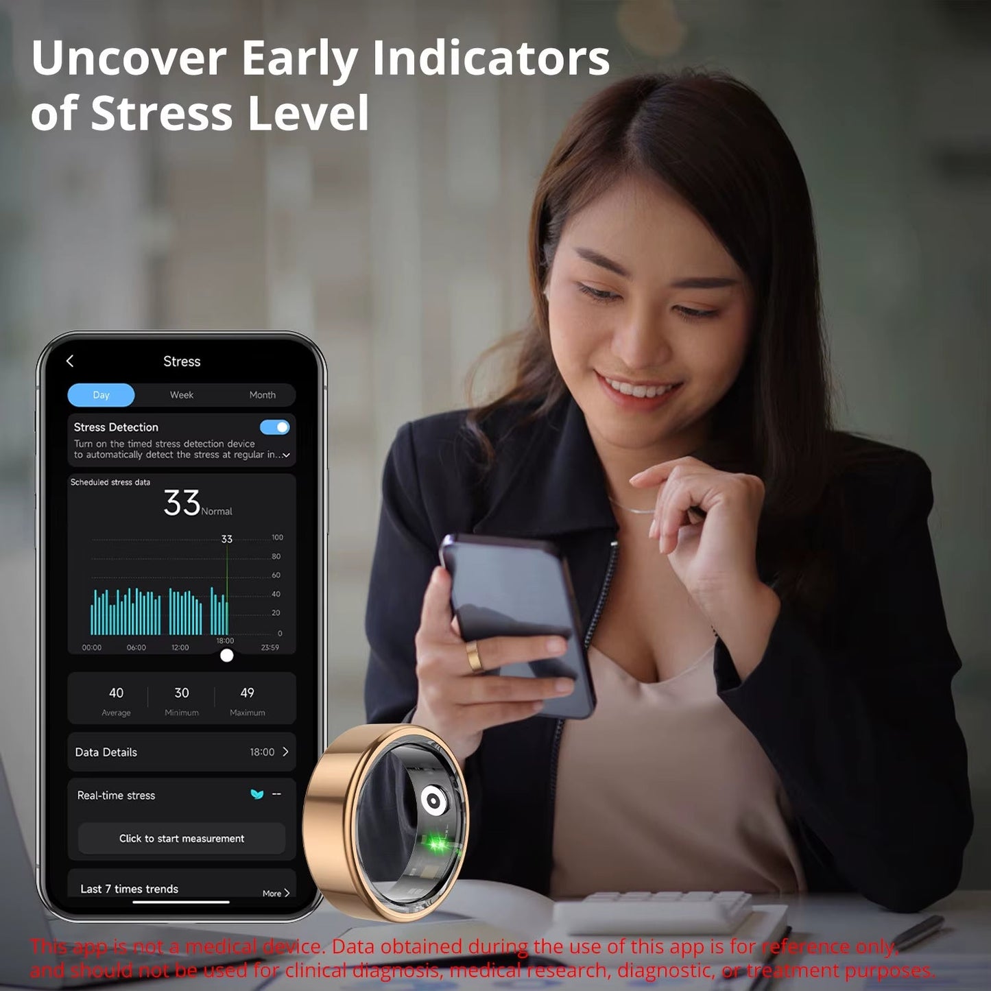 2024  R02 Smart Ring with Charging Case for Men Women, Battery Life, 39 Days, Health Monitor, 5ATM Waterproof
